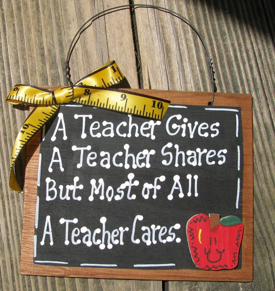 Teacher Gifts  24104 A Teacher Cares Wooden Slate