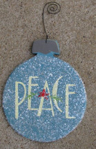 Wood Christmas Ornament   RB5150-Peace Aqua Bulb Ornie - $3.95