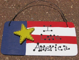 10977ILA - I Love  America Wood Sign  - $1.95