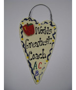 Teacher Gifts Worlds Greatest Coach Long Heart  w/Apple School Positions - $1.75