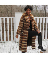 Designer Full length white &amp; brown skunk,  American Sable Fur Coat Jacke... - $1,999.99