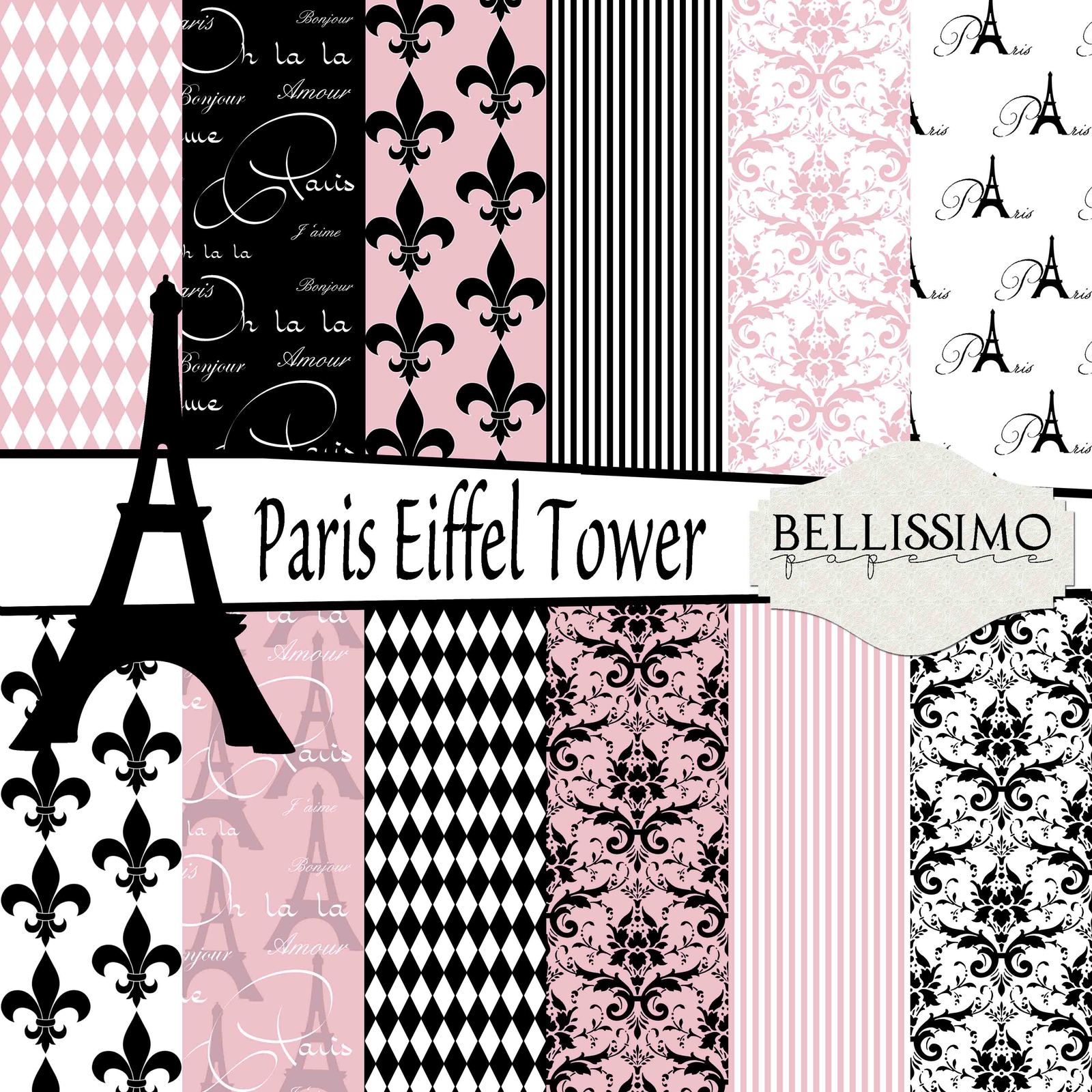 Paris Eiffel Tower Paper Pack: Scrapbook Paper, PRINTED, 12 Sheets ...