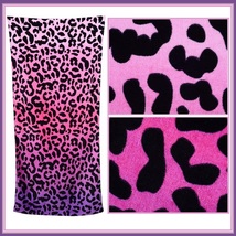 Large Pink Purple Leopard Hotel Size Terry Bath Beach Towel  image 2