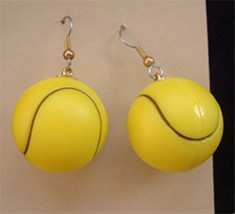 Tennis Ball Softball Earrings Game Court Charm Funky Jewelry Big - $5.97