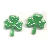 SHAMROCK BUTTON EARRINGS-Irish St Patrick's Jewelry-Pearl Green - $3.97