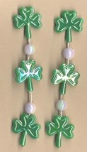 Shamrock Triple Clover Earrings Irish St Pat Lucky Charm Jewelry - $4.97