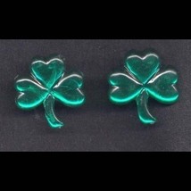 Shamrock Jewel Button Earrings Irish Lucky Charm Funky Jewelry - $6.97