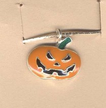 Jack O Lantern Pendant Necklace Halloween Pumpkin Jewelry Scary - $4.97