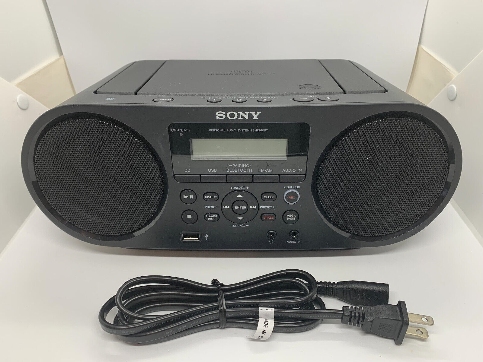 Sony Zs Rs60bt Mp3 Boombox Bluetooth Am Fm Radio Zsrs60bt Bad Cd