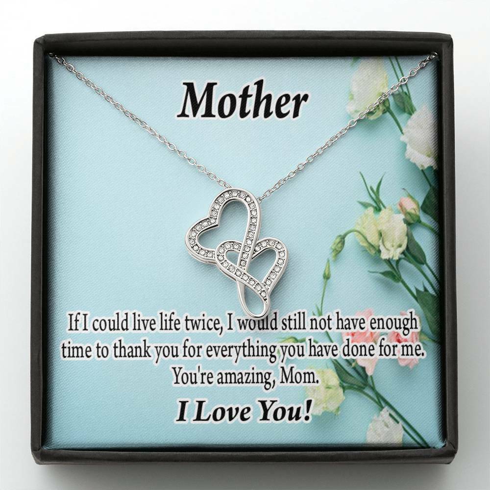For mom not enough double hearts necklace message card son daughter gift ann