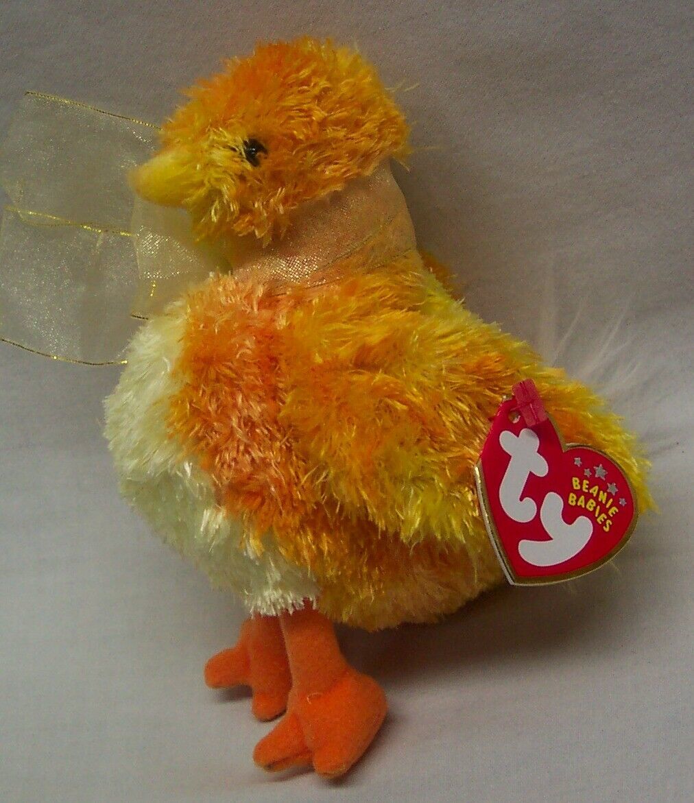 TY Beanie Baby CHICKIE THE ORANGE & YELLOW CHICK 4" Bean Bag Animal