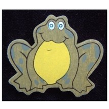 Frog Toad Button Pin Brooch   Pond Animal Jewelry   Wood - $3.97