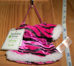 DanDee Gift Bag Plush Dan Dee Christmas Holiday Fabric Dress Tote Pink Ornament - $2.37