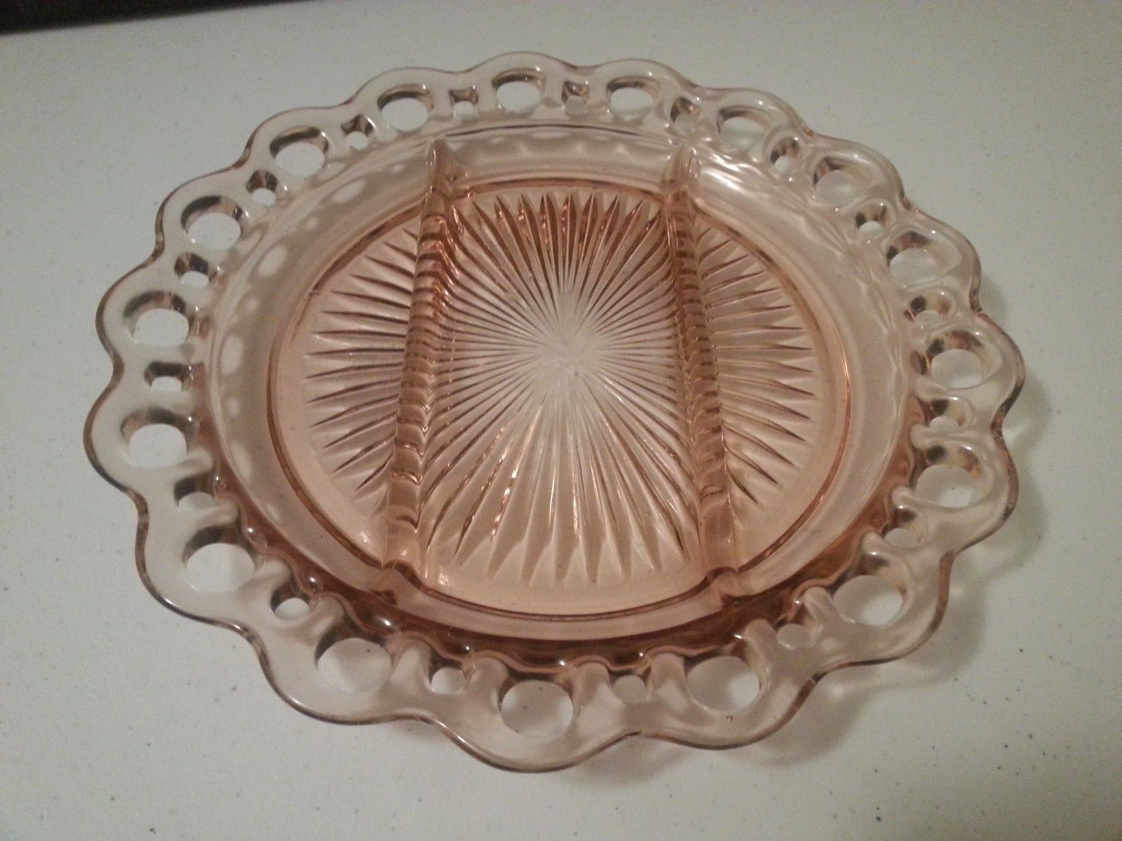 Depression Glass - Pink Relish Tray By Hocking Old Colony - Old Colony 