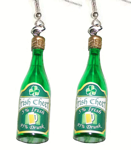 Primary image for 5%IRISH 95%DRUNK FUNKY EARRINGS-Whiskey Beer Bar Novelty Jewelry