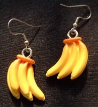 BANANA BUNCH EARRINGS -Realistic Food Jungle Fruit Charm Jewelry - $6.97