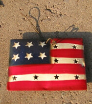 OR318- Flag Christmas Ornament Metal  - $1.95
