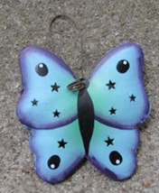 or322 Blue Butterfly Tin Christmas Ornament - $1.95