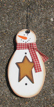 Christmas Ornament  wd876 Snowman w/Star Wood - $1.95