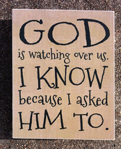 Primitive Wood Box Sign 36098GW - God is Watching over us. I know... - $14.95