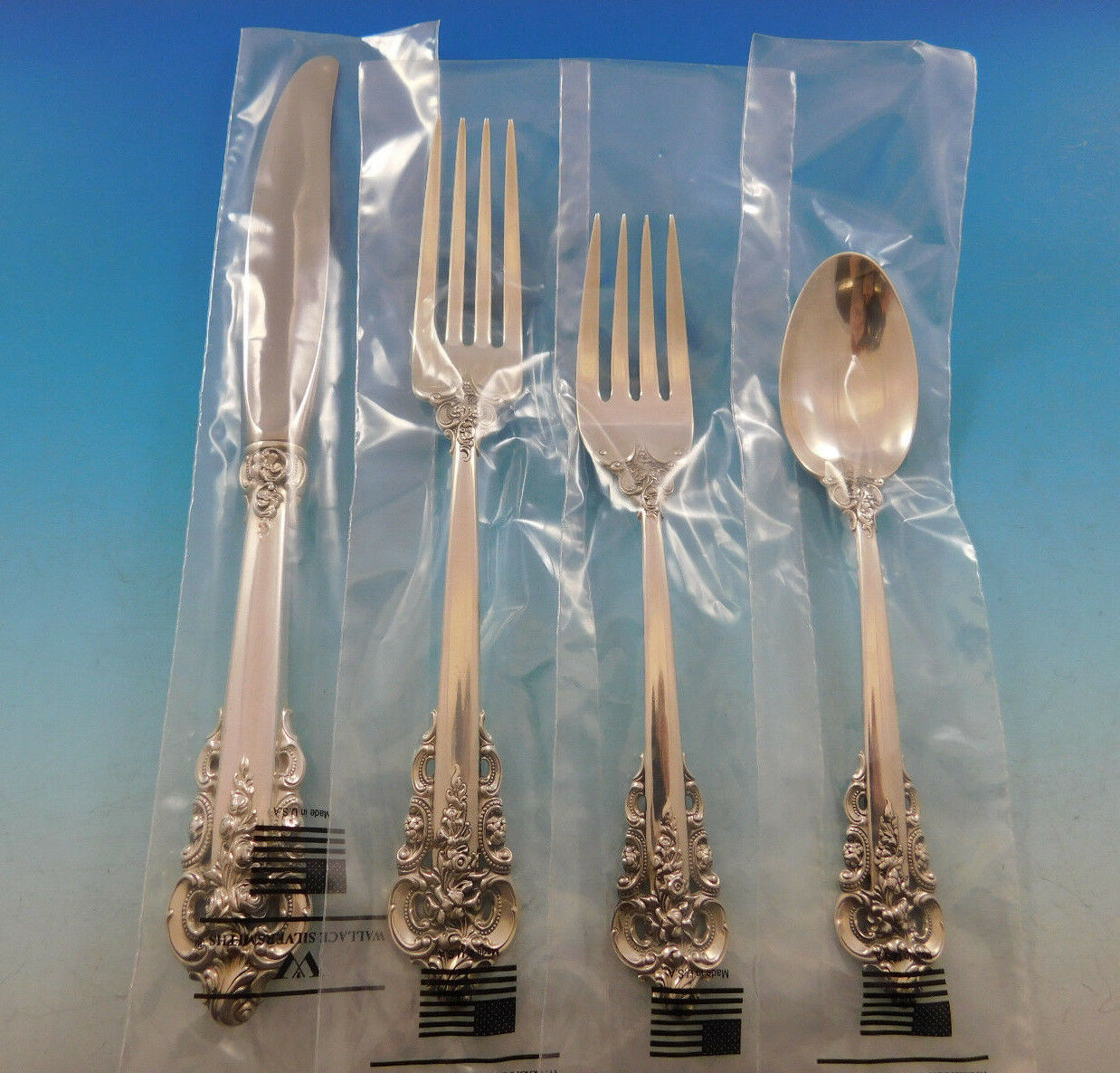 Primary image for Grande Baroque by Wallace Sterling Silver Flatware Set for 18 Service 72 pcs New