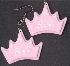 Barbie Crown Princess Tiara Earrings Doll Toy Jewelry Light Pink - $6.97