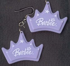 Barbie Crown Princess Tiara Earrings Doll Toy Fun Jewelry Purple - $6.97