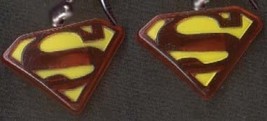 SUPERMAN LOGO EARRINGS-Fun Super Hero Comics Charm Funky Jewelry - $6.97