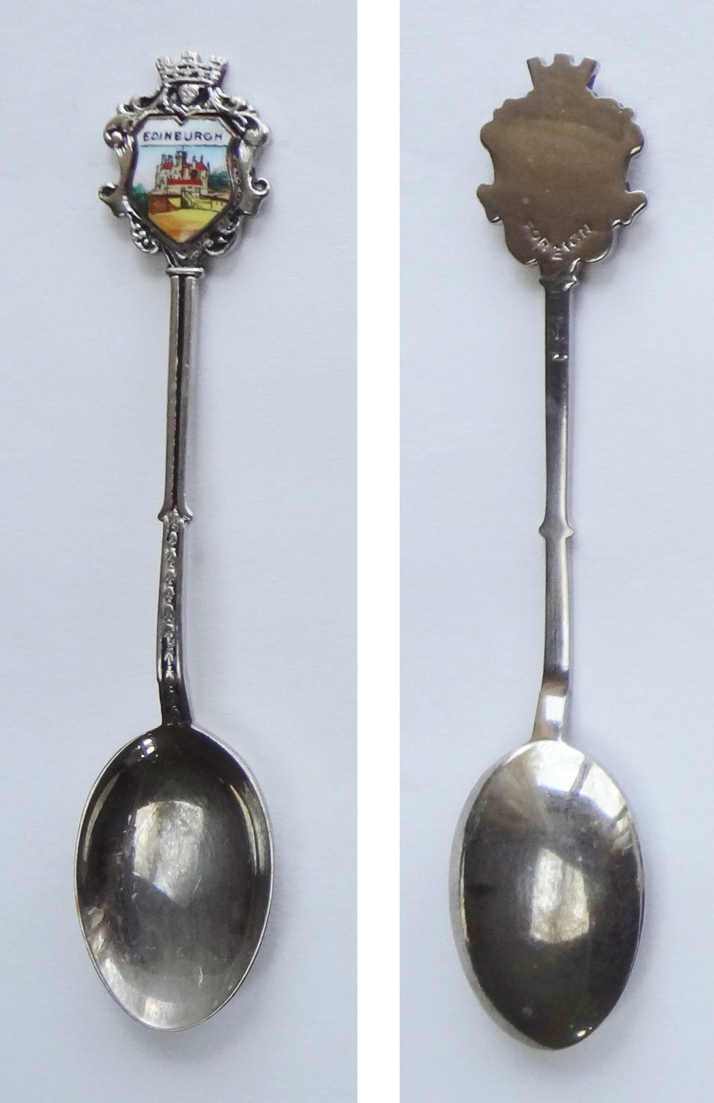 Collector Souvenir Spoon Scotland Edinburgh Castle Porcelain Enamel