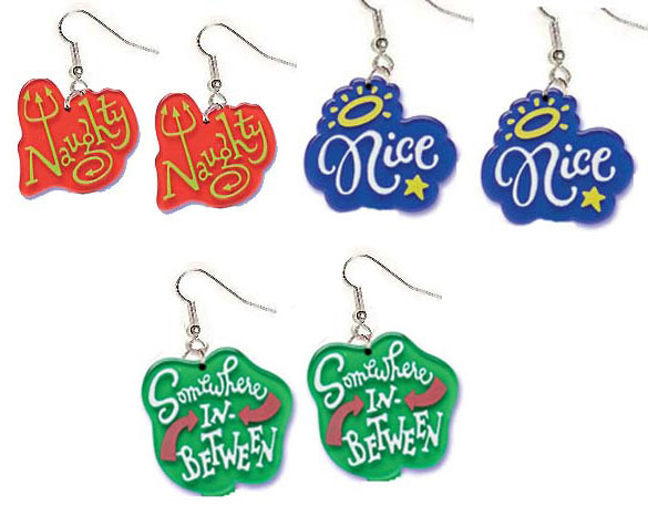 Primary image for NAUGHTY NICE in-BETWEEN Earrings-Funky Attitude Diva Jewelry-SET