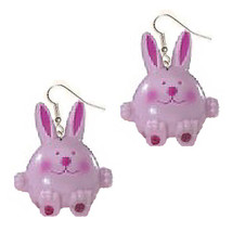 BUNNY EARRINGS-Easter Rabbit Novelty Charm Funky Jewelry-PINK-LG - £5.81 GBP