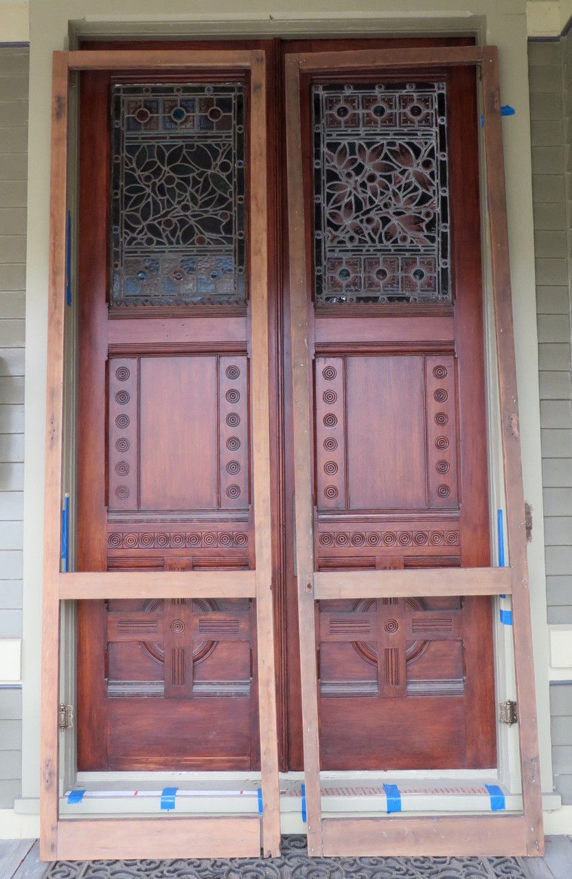 Original PAIR 1880 Victorian Screen Door Frames 108" Tall Doors