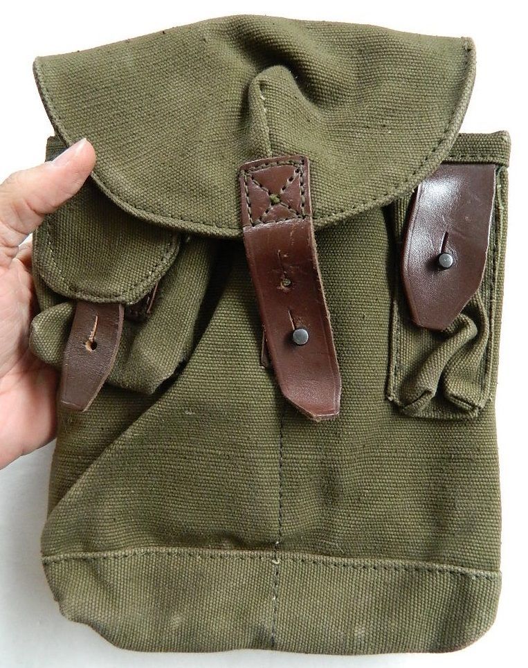 MILITARY SURPLUS 2 MAG/AMMO POUCH, MEASURES 91/2" x 7" x 3", CANVAS & LEATHER Personal, Field