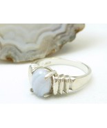 Blue Lace Agate Oval Smooth Polished Gemstone Sterling Ring Size 6.5 - $28.00
