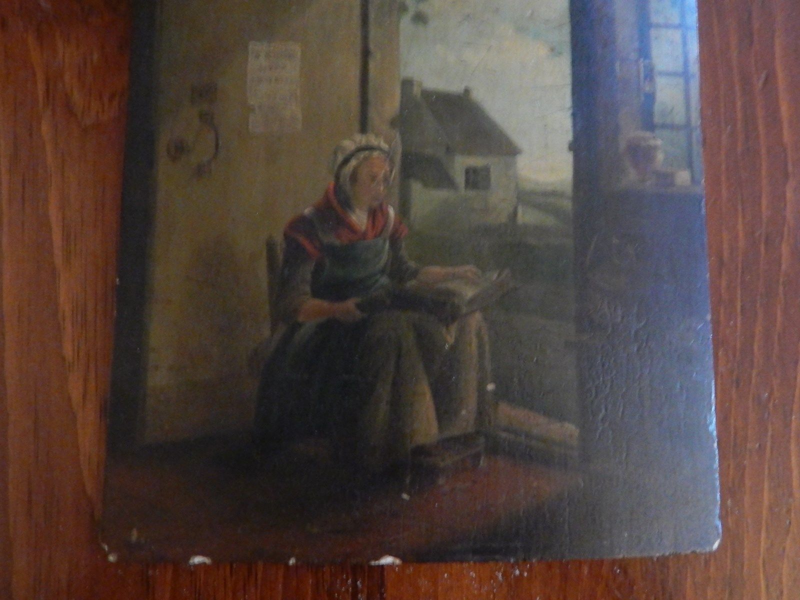 Antique 1700's 1800's Painting on Wood Board Paintings