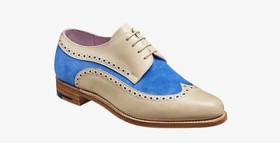 Handmade Women's Two Tone White And Blue Brogue Oxford Derby Formal Wingtip Shoe