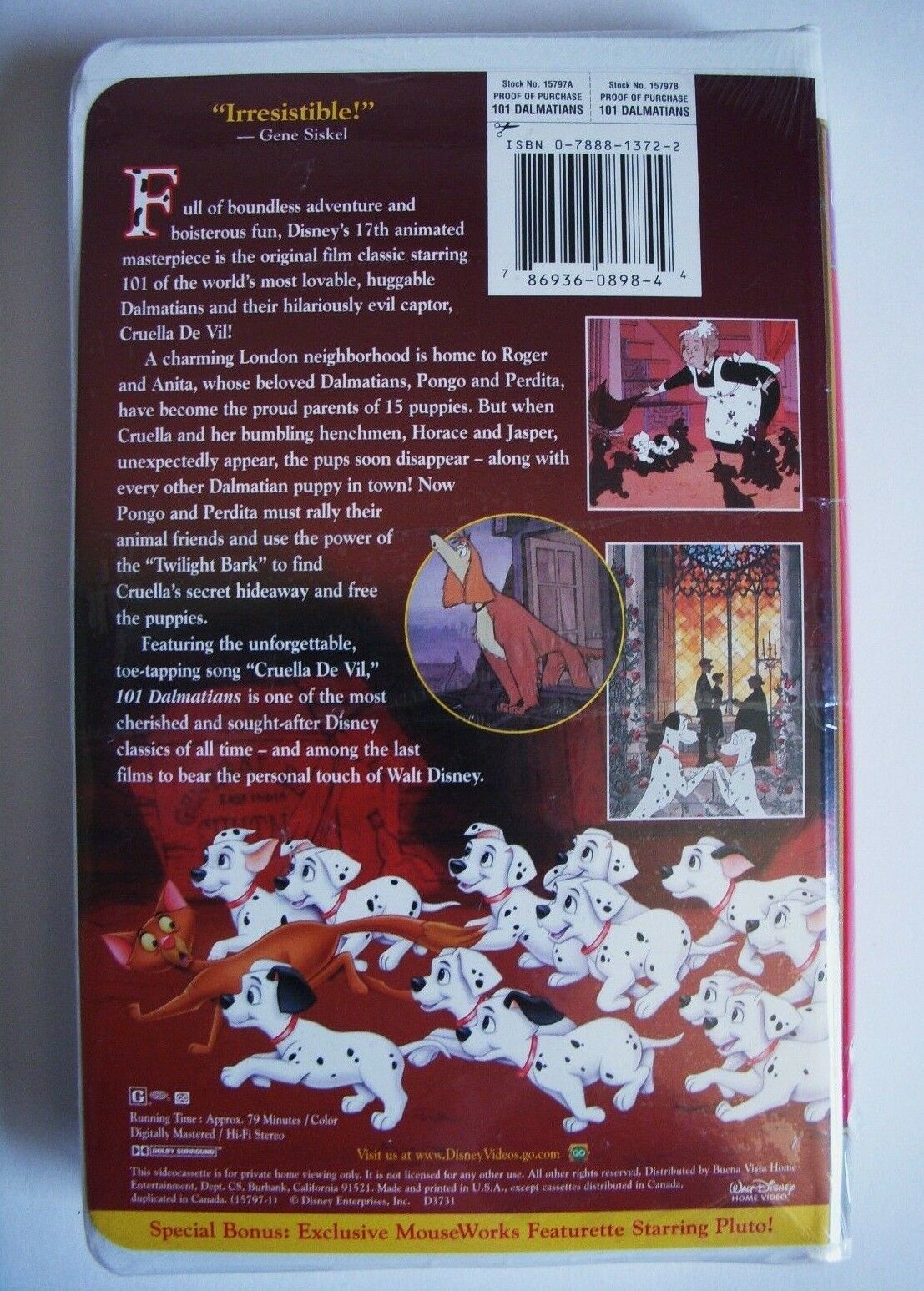 Disney Masterpiece 101 Dalmatians Animated Video VHS 1999 RARE OOP NEW ...