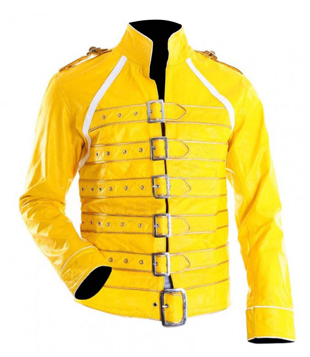 Queen Freddie Mercury Wembley Concert Rockstar Music Biker Real Leather Jacket