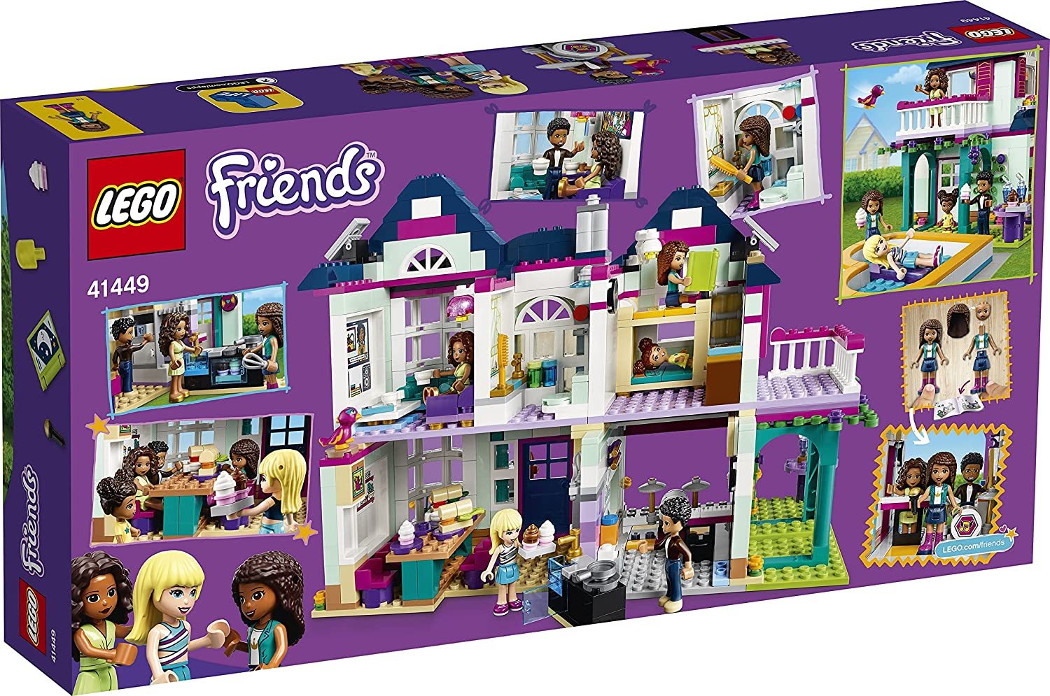LEGO 41449 Friends Andrea's Family House Building Toy Mini Doll House with Pool