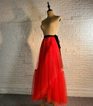 Women Red Wrap Tulle Skirts High Waisted Red Wrap Skirt Party Skirt Outfit Plus image 4