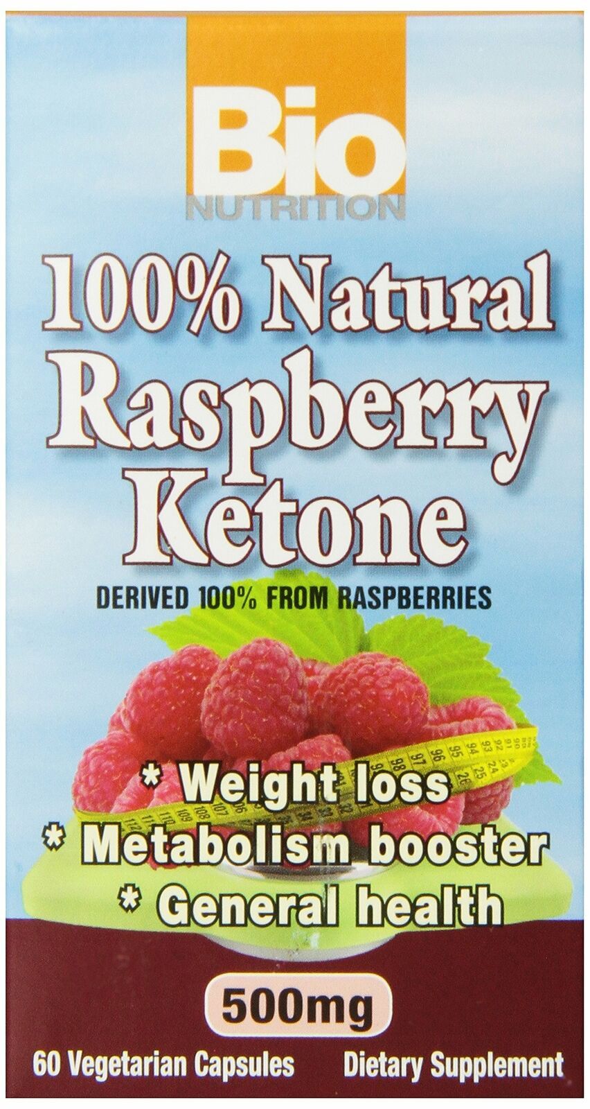 Bio Nutrition 100% Natural Raspberry Ketone Vegi-Caps, 500 mg, 60 Count - $19.31