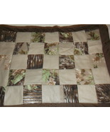 handcrafted quilt camo brown tan fleece 32 x 43 lap baby toddler wheelchair - $40.00