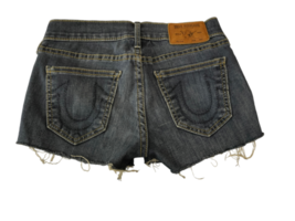 True Religion Women Short Stretch Denim Shorts Distressed Cut Off Blue Sz 24 USA image 5