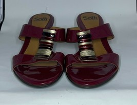SOFFT brand woman's size 8.5 m leather healed slip-on  Dark RED sandals - $18.49