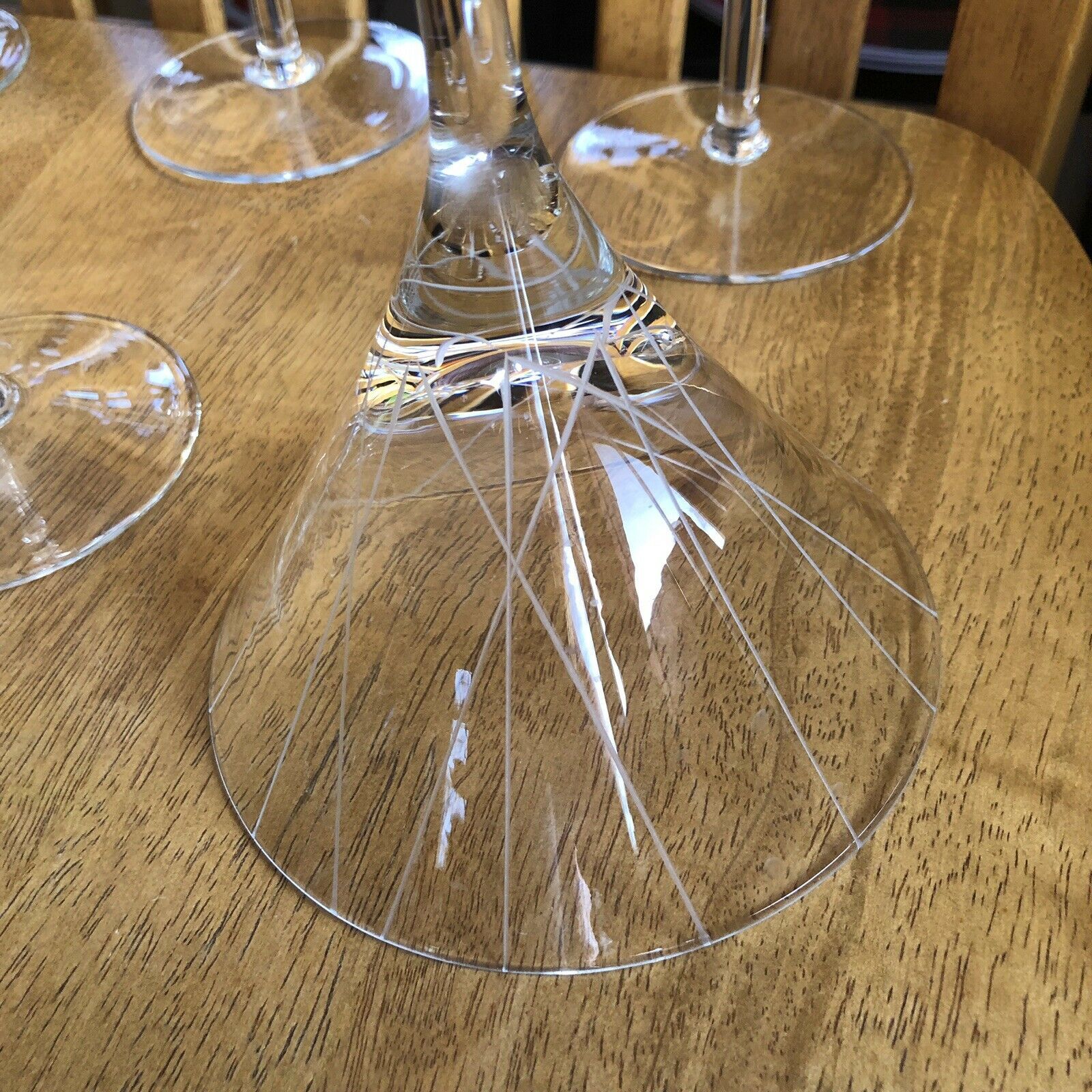 Crate & Barrel CRYSTAL MARTINI GLASSES PARK AVENUE vertical Etched