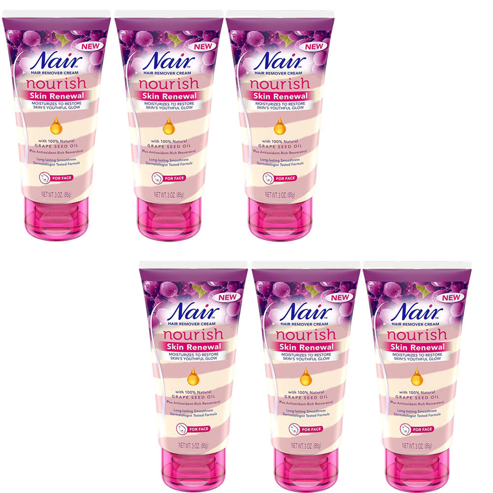Pack of (6) New Nair Hair Remover Nourish Skin Renewal Face 3 Ounce (88ml)