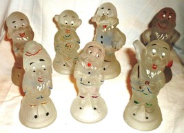 Vntg Disney Frosted Glass 7 Dwarfs Bashful Dopey Grumpy Happy Sleepy Sneezy Doc - $116.00