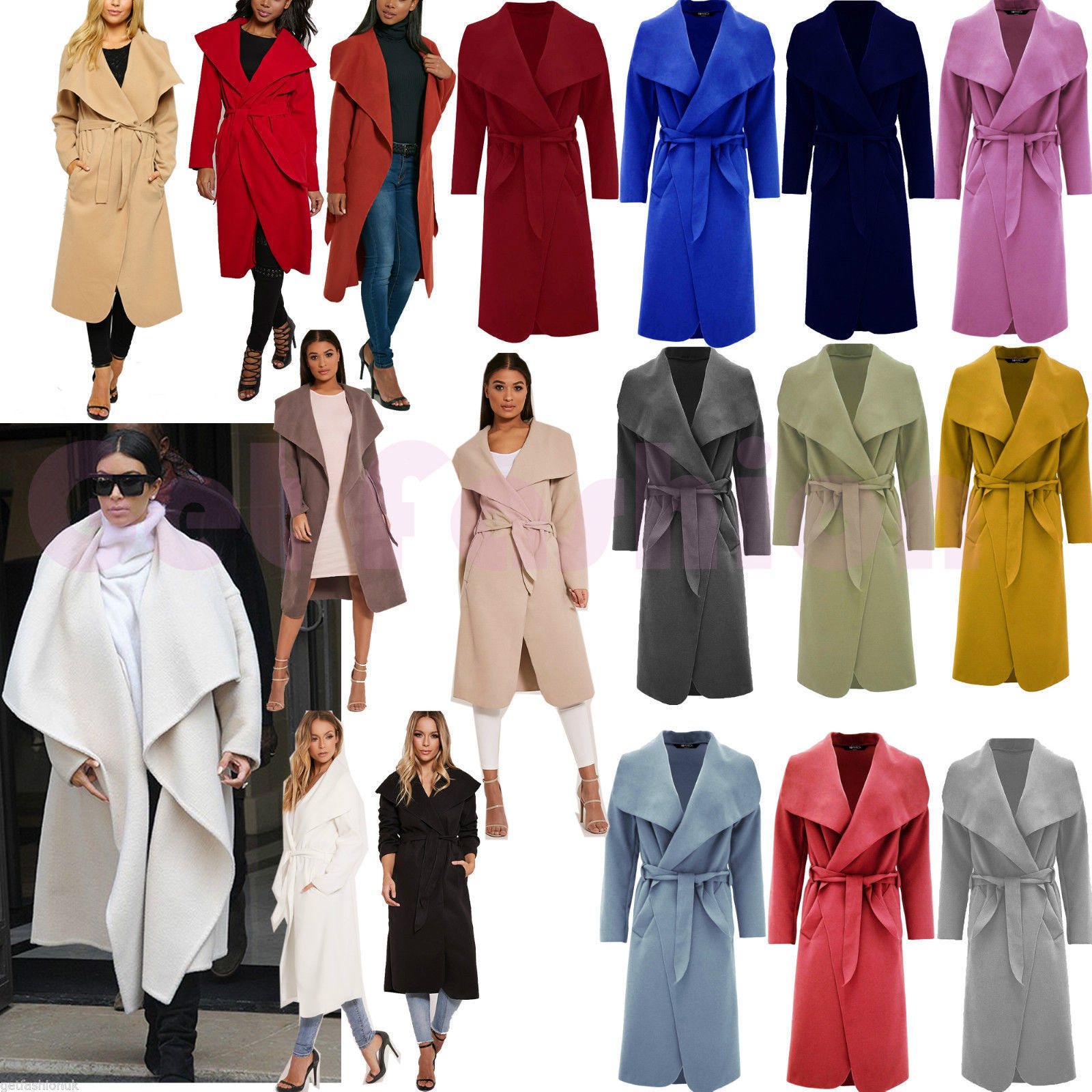 Image of Women's Italian Waterfall Long Sleeve Trench Coat Ladies Jacket Winter Outwear