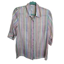 Bon Worth Womens Sz XSP Multicolor Striped Short Sleeve Button Up Blouse - $8.99