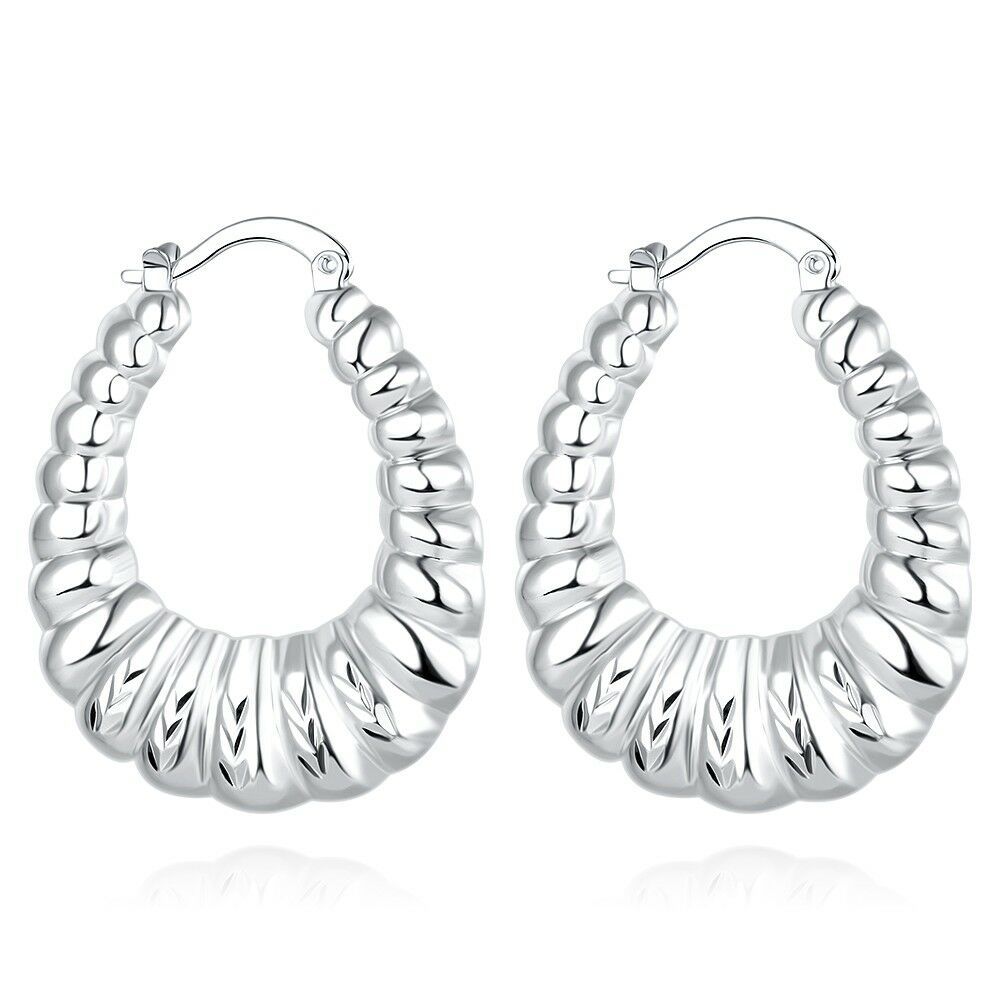Silver Plated Women Fashion Hoop Studs Dangle Earrings Jewelry E007